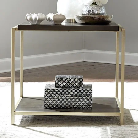 Contemporary Wood and Metal End Table